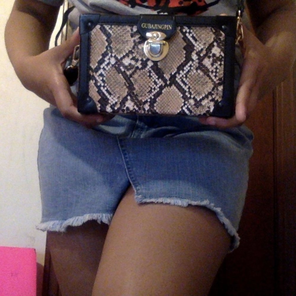 Snakeskin box bag